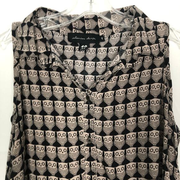 Out From Under Owl Print Novelty Button Down Sleeveless Top Size 40 - Picture 3 of 12